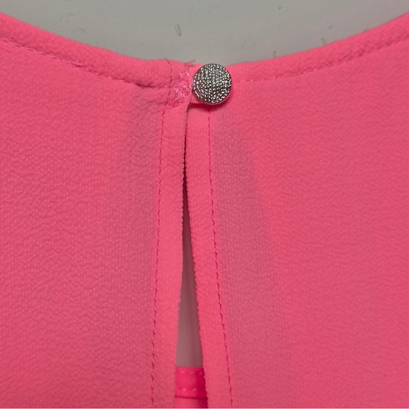 Everly Hot Pink Sleeveless Tiered Layered Chiffon Blouse Size Large Dress Top - Picture 5 of 6